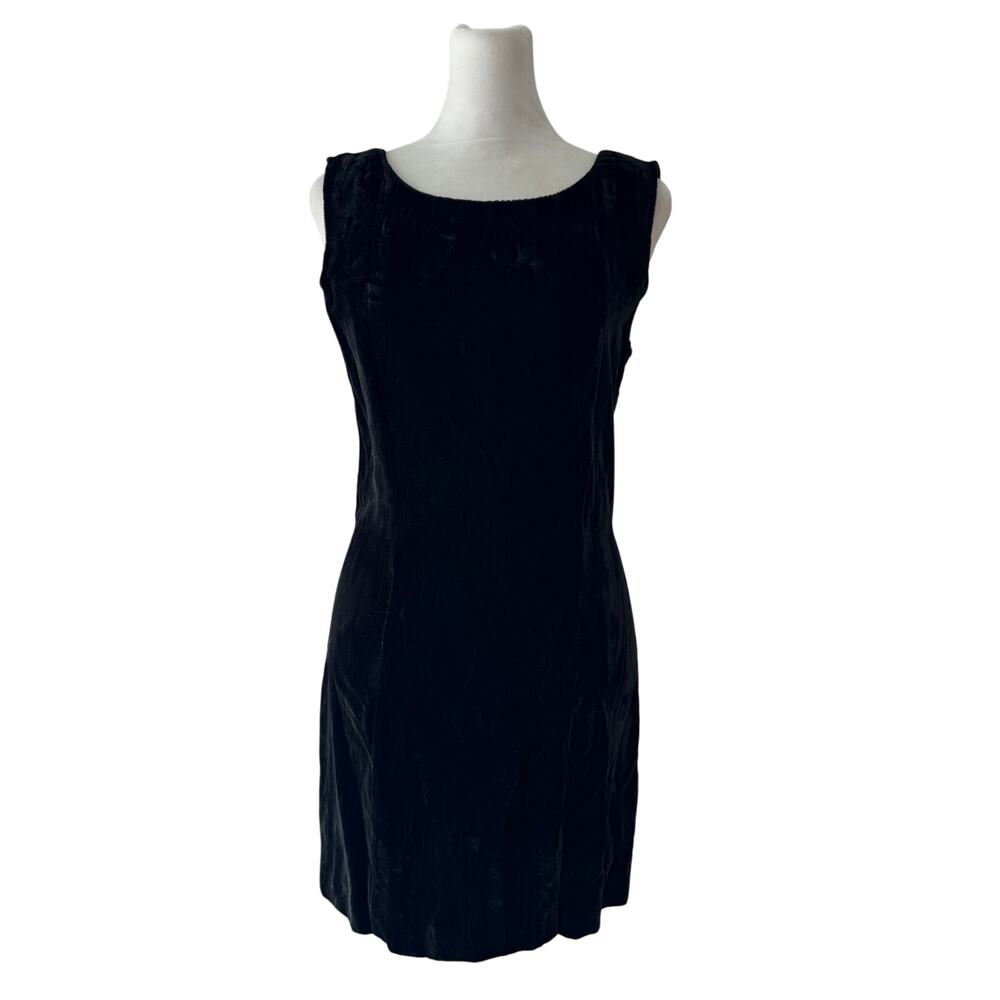 Vintage Y2K Germain Paris Black Velvet Scoop Neck Sleeveless Mini Dress